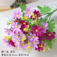 单支假花仿真花束塑料花假花小把束布艺装饰花插花卉干花绢花布花 单支跳兰菊莲色