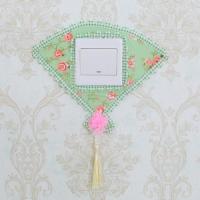 蕾丝布艺开关贴墙贴开关套保护套插座装饰套灯开关罩插座贴 苏菲绿扇形 数量[3]