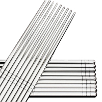 欧圣美 欧味方形筷 5双装 防烫防滑 不锈钢筷子