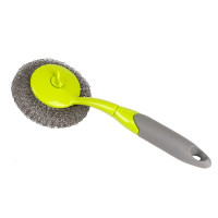 欧圣美 长柄不锈钢丝球刷锅刷子 家用厨房易清洁刷锅洗锅神器M-0341