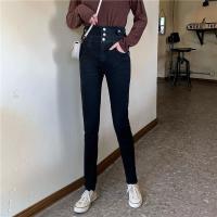 尤柯鸟(yoekbird) 新春优惠时尚韩潮 腿精少女的标配版型超好的三粒扣束腰牛仔裤