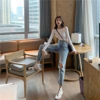 尤柯鸟(yoekbird) 新春优惠时尚韩潮 港味百搭2019秋装新款破洞牛仔裤