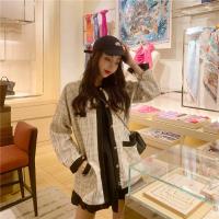 尤柯鸟(yoekbird) 新春优惠时尚韩潮 粗花呢格子风短外套女韩版宽松长袖上衣