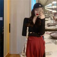 尤柯鸟(yoekbird) 新春优惠时尚韩潮 空调针织衫感修身不规则弹力上衣长袖毛衣女