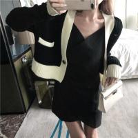 尤柯鸟(yoekbird) 新春优惠时尚韩潮 港味chic2019春季韩版v领针织外套毛衣开衫