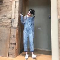 尤柯鸟(yoekbird) 新春优惠时尚韩潮2020春季新款可爱减龄水洗磨破口袋牛仔背带长裤