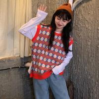 尤柯鸟(yoekbird) 新春优惠时尚韩潮 韩版复古百搭撞色圆领无袖包芯纱马甲针织背心毛衣