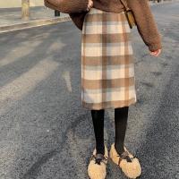 尤柯鸟(yoekbird) 新春优惠时尚韩潮 格纹毛呢半身裙女春装新款韩版百搭休闲包臀裙