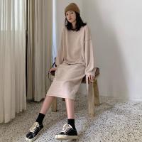 尤柯鸟(yoekbird) 新春优惠时尚韩潮 春装韩版套头下摆抽绳系带毛衣纯色半身裙套装