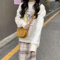 尤柯鸟(yoekbird) 新春优惠时尚韩潮 秋冬小高领卡通兔子绒卫衣复古格子半身裙套装