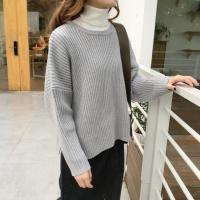 尤柯鸟(yoekbird) 新春优惠时尚韩潮 韩版春装新款毛衣圆领长袖宽松纯色套头针织衫