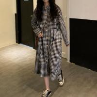 尤柯鸟(yoekbird) 新春优惠时尚韩潮 秋装韩版长款O领单排扣减龄百搭复古连衣裙