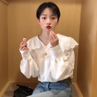 尤柯鸟(yoekbird) 新春优惠时尚韩潮 重工百搭蕾丝长袖上衣衬衫女学生 叠穿bi备