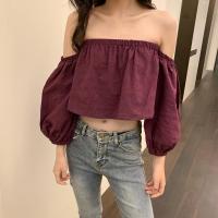 尤柯鸟(yoekbird) 新春优惠时尚韩潮 夏装气质百搭一字领露肚脐露锁骨上衣恤衬衣