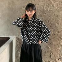 尤柯鸟(yoekbird) 新春优惠时尚韩潮 学院风宽松波点衬衫款黑色百褶半身裙套装
