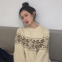 尤柯鸟(yoekbird) 新春优惠时尚韩潮 韩版圣诞款复古百搭雪花提花案针织套头毛衣