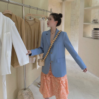 尤柯鸟(yoekbird) 新春优惠时尚韩潮 韩版休闲西装外套宽松不规则连衣裙