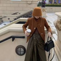 尤柯鸟(yoekbird) 新春优惠时尚韩潮 复古减龄气质小西装显瘦A字半身裙