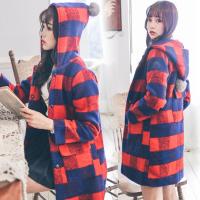 尤柯鸟(yoekbird) 新春优惠时尚韩潮秋冬长款大格子毛呢外套