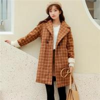 尤柯鸟(yoekbird) 新春优惠时尚韩潮米薇 秋冬文艺清新复古宽松长袖格子毛呢子外套女