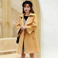 尤柯鸟(yoekbird) 新春优惠时尚韩潮呢子大衣女冬季赫本风韩版喇叭袖钉珠款毛呢外套110