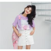 尤柯鸟(yoekbird) 新春优惠时尚韩潮 夏季清新恤衫女短袖新款百搭糖果色上衣 9219