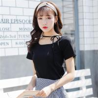 尤柯鸟(yoekbird) 新春优惠时尚韩潮 小清新淑女蝴蝶结上衣简约色夏装新款短袖恤 9131