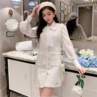 尤柯鸟(yoekbird) 新春优惠时尚韩潮 韩版风名媛衬衫编织马甲套装两件套连衣裙洋气