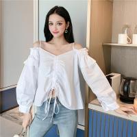 尤柯鸟(yoekbird) 新春优惠时尚韩潮 吊带白色衬衫女秋新款衬衣长袖设计感chic锁骨上衣