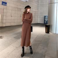 尤柯鸟(yoekbird) 新春优惠时尚韩潮高领长袖连衣裙女秋冬季新款韩版开叉显瘦针织打底裙