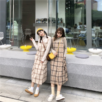 尤柯鸟(yoekbird) 新春优惠时尚韩潮韩国休闲格子背带连衣裙同款内搭针织打底衫