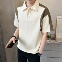 孟康(MENGKANG)冰感宽松拼接短袖T恤polo衫男体恤休闲圆领夏季男装上衣