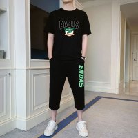 孟康(MENGKANG)休闲运动套装男青少年七分裤夏季薄款短袖T恤男装搭配一套帅气潮