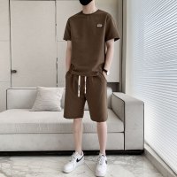 孟康(MENGKANG)短袖短裤套装男 2023夏季新款男士两件套休闲五分裤运动服t恤