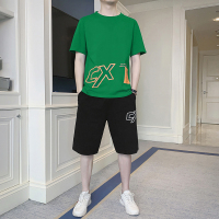 孟康(MENGKANG)纯棉短袖T恤套装男夏季新款青少年初中学生休闲运动帅气衣服宽松