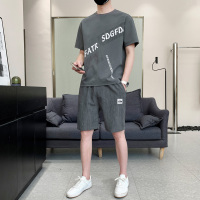 孟康(MENGKANG)冰丝套装男夏季新款薄款短袖T恤潮流青年休闲衣服