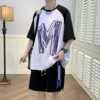 孟康(MENGKANG)运动套装男夏季薄款宽松t恤休闲短袖短裤男装一套搭配帅气