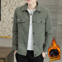 孟康(MENGKANG)夹克男款灯芯绒韩版休闲加绒中青年翻领上衣男士外套男装秋冬季新款