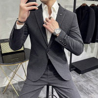 孟康(MENGKANG)秋冬休闲西装男套装韩版青年潮流婚礼新郎礼服修身纯色西服两件套