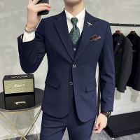 孟康(MENGKANG)西服套装男士三件套商务修身工作职业正装韩版新郎结婚礼服西装男