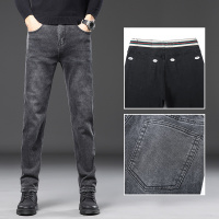孟康(MENGKANG)秋季牛仔裤男款2023春秋新款男生休闲直筒弹力黑色修身小脚长裤子