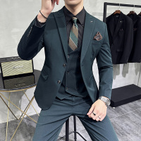 孟康(MENGKANG)男士西服套装韩版修身男士休闲三件套伴郎新郎结婚礼服西装
