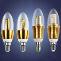 led蜡烛灯泡e14e27节能白光暖光变光5w7w9w12w尖泡拉尾水晶灯光源