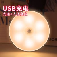 感应灯人体全自动不插电家用楼道厕所床边卧室护眼光控壁灯小夜灯
