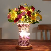 创意实木玫瑰花灯护眼温馨小夜灯装饰婚庆卧室床头灯简约喂奶台灯