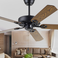 美式黑色复古工业风吊扇工程无灯风扇咖啡厅餐厅木叶铁叶吊扇灯