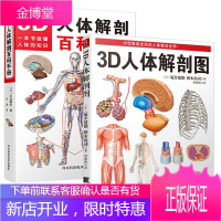 套装2册 3D人体解剖图+3D人体解剖百科手册 人体解剖学彩色学图谱人体解剖学入门书西医解剖学外科
