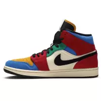 耐克男鞋Air Jordan1 Mid AJ1多彩拼接灯芯绒篮球鞋潮CU2805-100