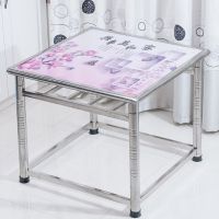 烤火架折叠烤火桌子不锈钢烤火桌家用取暖饭餐桌架子 光桌子 70*70*68双杠圆管款