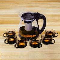 玻璃泡茶壶 1000/2000ML茶壶茶具套装 水壶玻璃大容量泡茶壶 2000毫升泡茶杯+6只茶杯_646